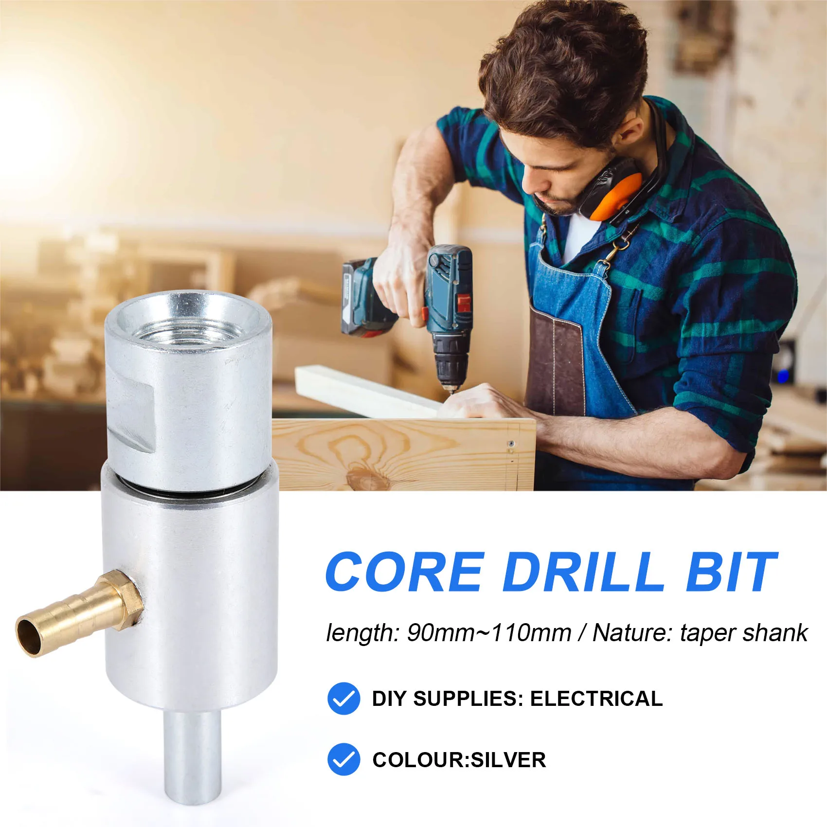 유리 드릴링 머신 테이블 드릴링 워터 로터리 조인트, 물 주입 테이퍼 생크, 유리 드릴 비트