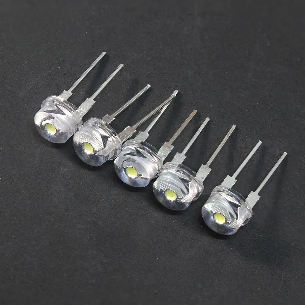 10/50pcs 8MM Straw Hat LED Diode 0.3W/0.5W/0.75W F8 Light Emitting Diode Blue Green Red Yellow White Warm White DIY Assorted Kit