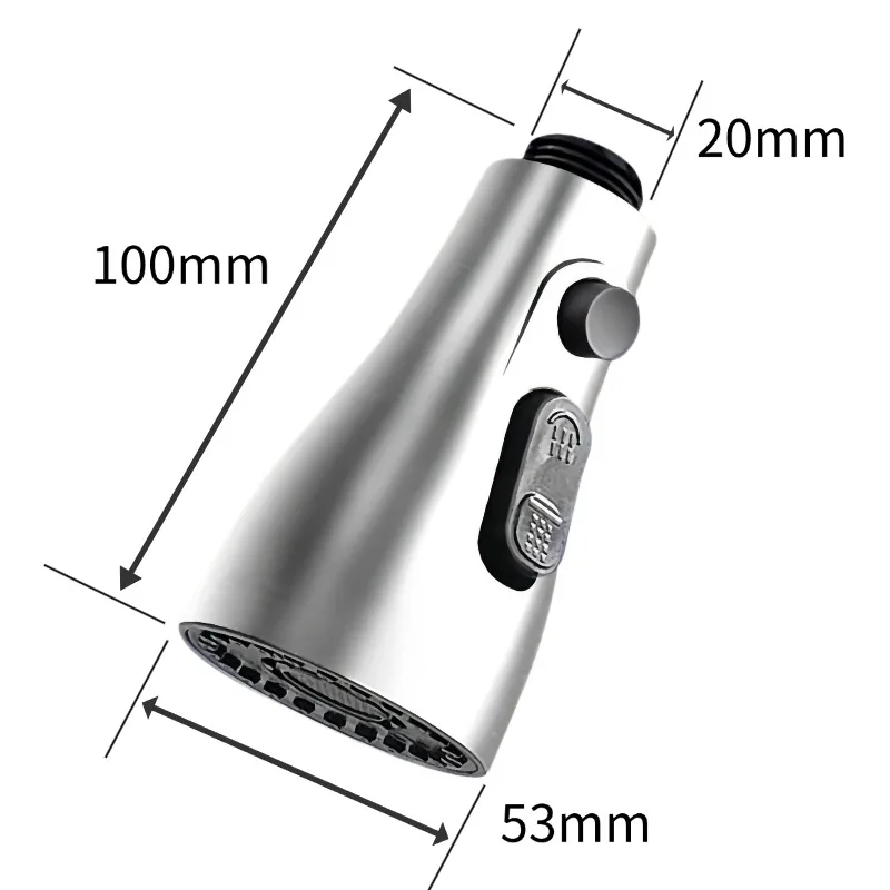 Kitchen Faucet Adapter Spare Replacement Mixer Tap Faucet Sprayer Pull Out Stream Spray Head Only for G1/2(20mm) Connector