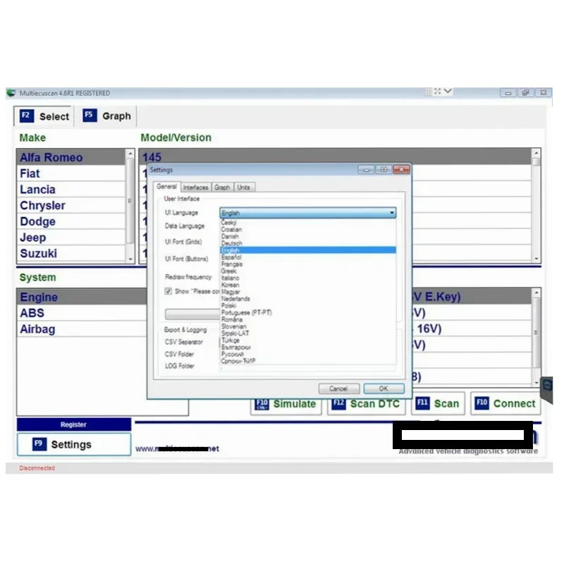 Multi EcuScan 4.8 Car Software for Fiat Connector Auto Repair Data Work With ELM327 Mult/iEcu/Scan V4.6 4.7 Registered Unlimited