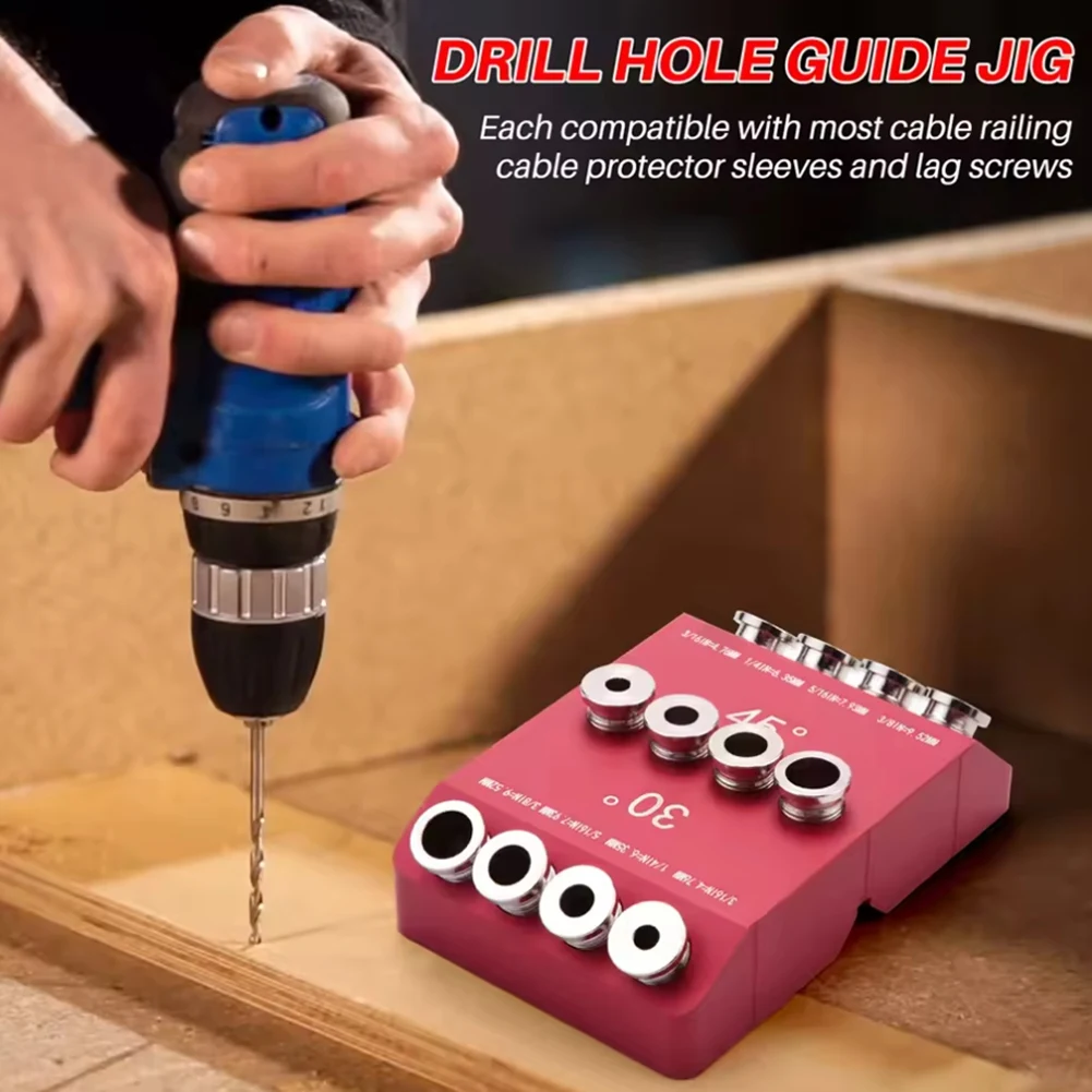 

ABMR-Multi-Angle 30°/45°/90° Drill Guide Jig For Straight And Angled Hole Drilling - 1PCS Cable Railing Lag Screw Template