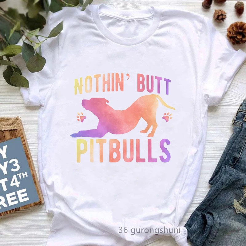 Pitbulls Mama Graphic Print Tshirt Girls Dog Lover Kawaii T Shirt Women White tops fashion T-Shirt Female Harajuku 90s Shirt