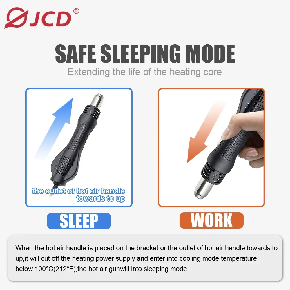 สถานีบัดกรี JCD 8586D 2 in 1 จอแสดงผลดิจิตอลคู่ ควบคุมอุณหภูมิได้อย่างแม่นยำ ร้อนเร็ว คุณภาพสูง สำหรับงาน DIY และซ่อม BGA