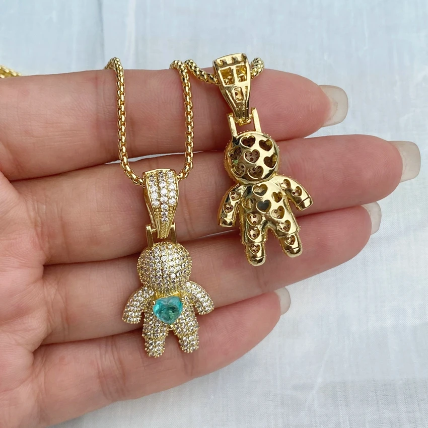 Fashion Jewelry New Style Children Little Boys Girls DIY Pendant Gold Plated Inlaid Zircon Love Button Necklace for Women