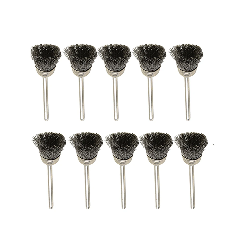 Foundry Wire Brush Automotive Silver Aerospace Plant maintenance Set 10Pcs Mini Brushes Brass Cup Stainless Steel