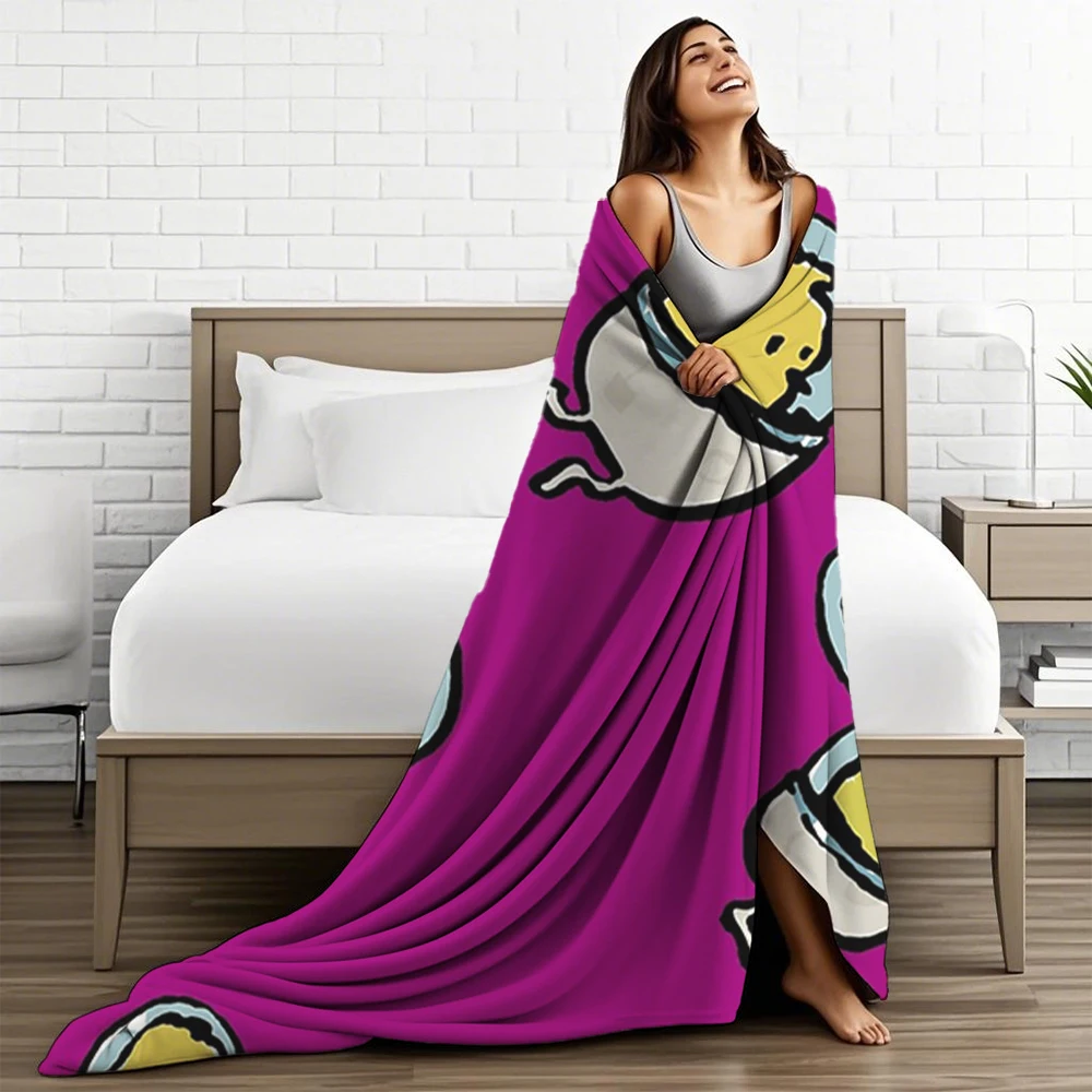 フランネルソフトブランケットスペースひよこ禅デザインフェイクファースローベッドシート超ソフトタッチ抗ピリングブランケットカップル用