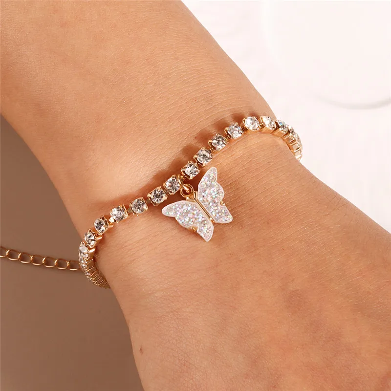 Aihua Neue Glänzende Kubische Tennis-Ketten-Schmetterlings-Armbänder für Frauen Sommer Strand Verstellbare Armbänder Geburtstagsparty-Schmuck – Detail 8