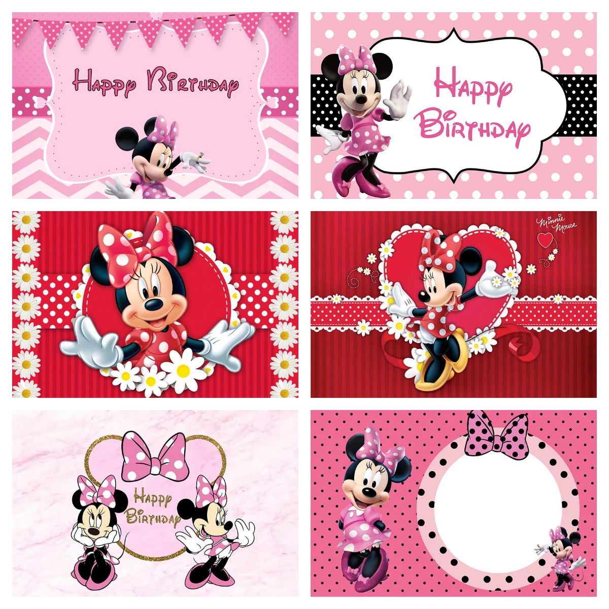 Minnie Mouse Background Photography Photo Backdrop Baby Shower Girl Birthday Party Supplies Photographic Studio Decor Customize