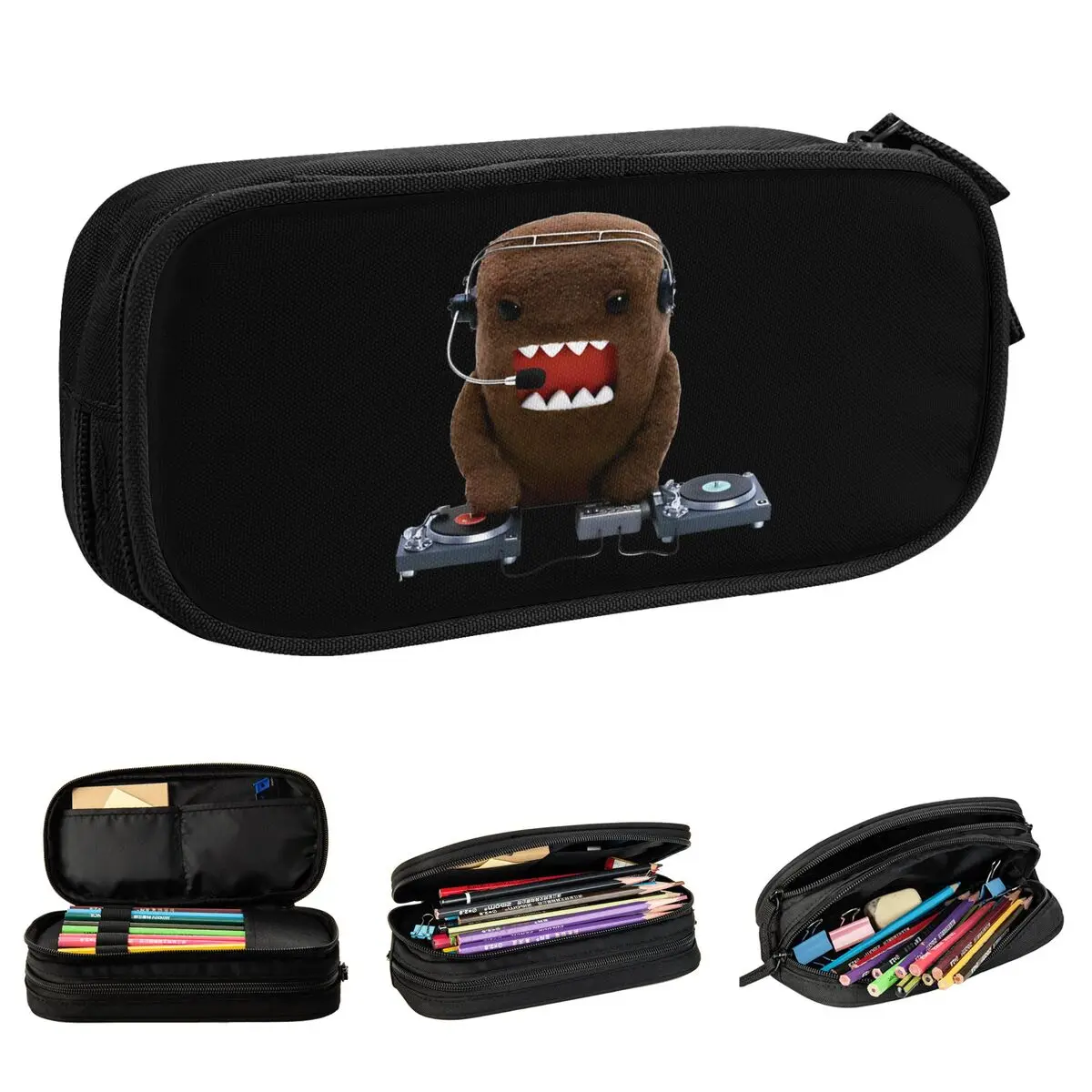 

DJ Domo Kun Pencil Cases Cute Pen Bags Kids Big Capacity Students School Zipper Pencil Box