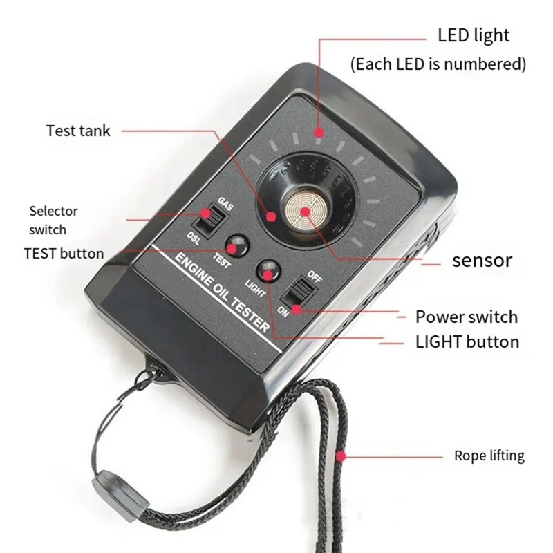 12V LED Digital Tester, Engine Oil Quality Tester,For Diesel Gas And Fluid Analyzer, Auto Parts