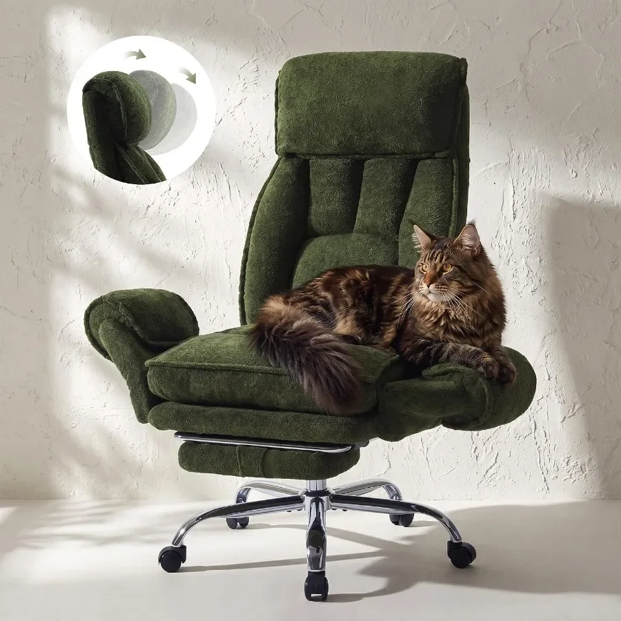 Criss Cross Comfy Office Chair with Adjustable 5-Position Armrests, Retractable Footrest and Headrest, Pet Friendly Reclining D