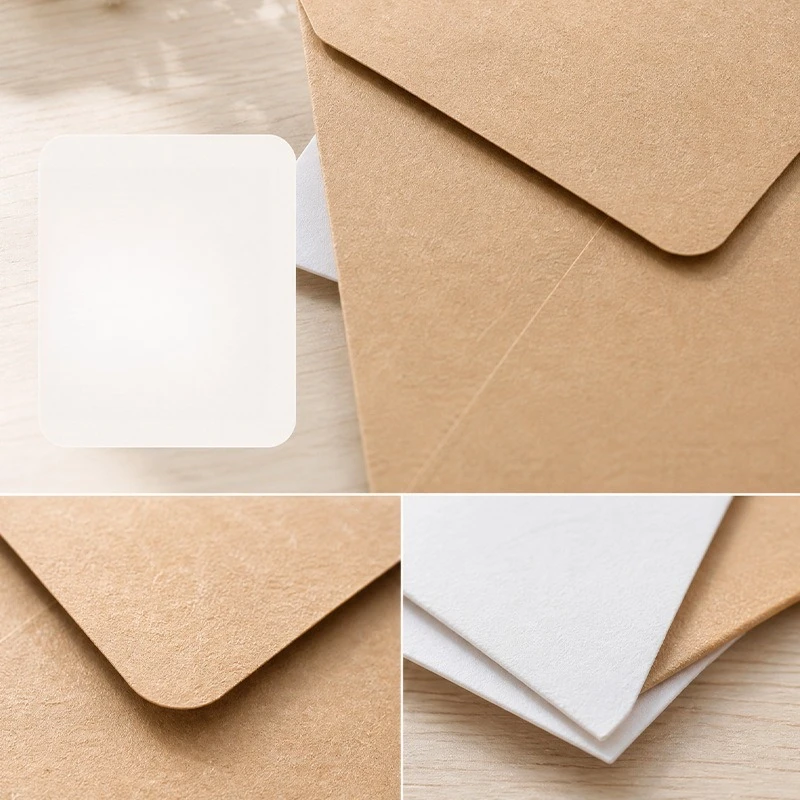 Thick Square Blank Envelopes 160x160mm Kraft Paper White Offset Paper Mailing Envelope For Card Gift Packaging