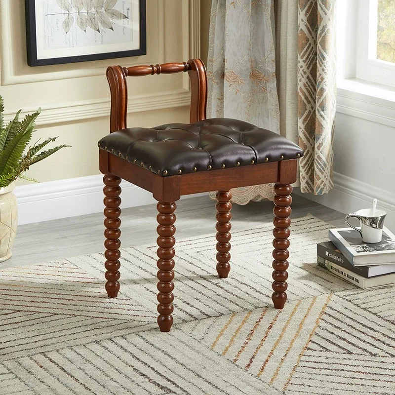 Solid Wood Dressing Stool,Luxury Leather Stool,Living Room Leisure Chair,Creative Footstool,Nordic Furniture,Home Mobile Seats