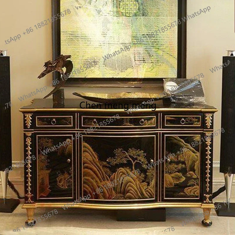 

Hot sales European-style entrance cabinet neoclassical living room furniture solid wood piano paint hand-painted locker