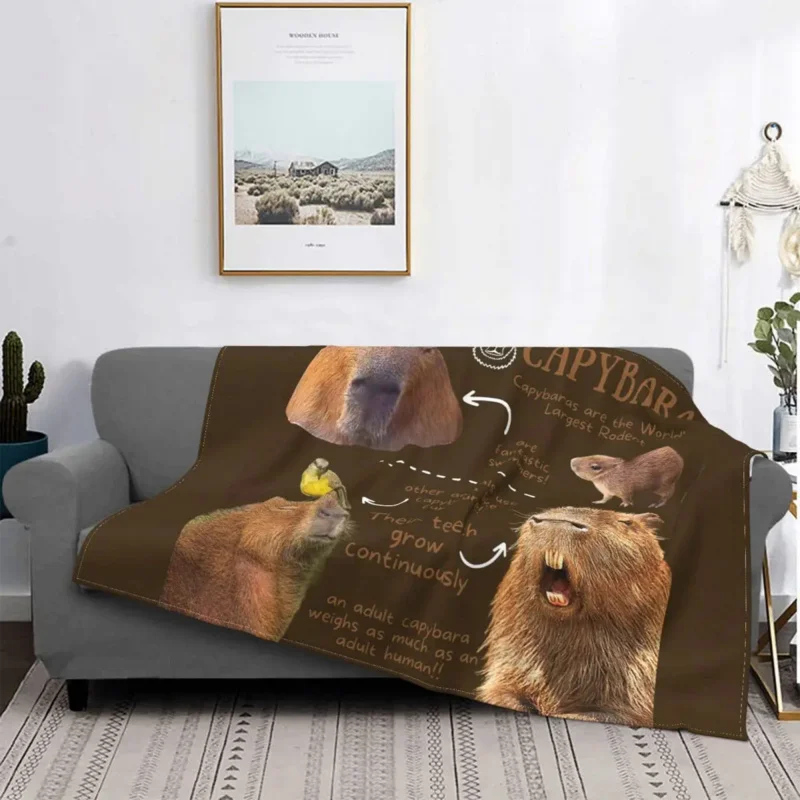 Capybara Fun Facts Cute Animal Blanket Coral Fleece Plush Winter Breathable Soft Throw Blankets for Bedding Couch Bedspreads