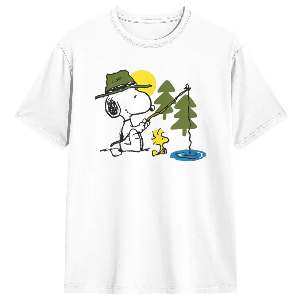 

Мужская футболка Snoopy Woodstock для рыбалки Y2K, забавные хлопковые футболки, летние футболки с круглым вырезом в стиле хип-хоп, одежда большого размера с принтом