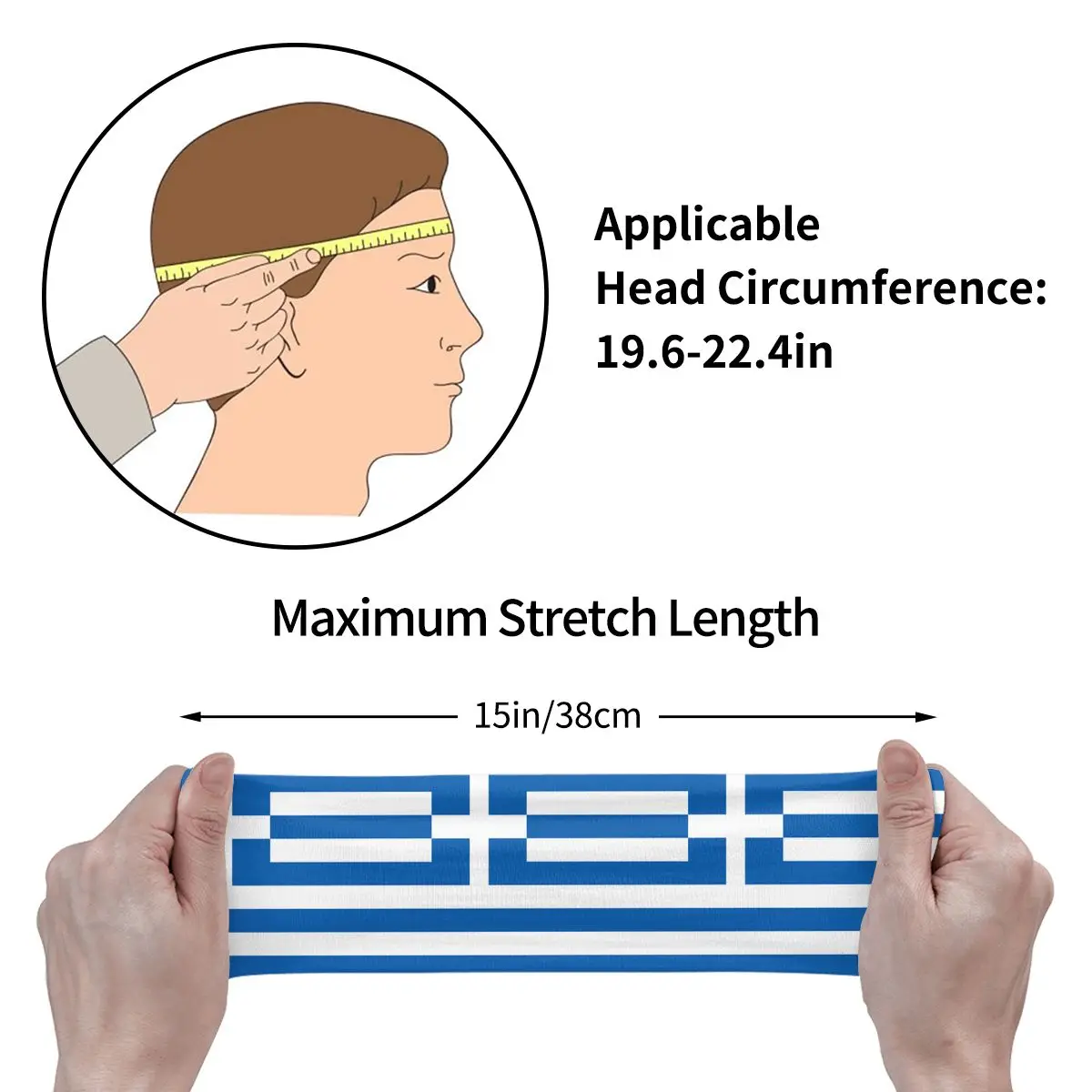 Custom Flag Of Greece Sport Headbands for Women Men Stretchy Moisture Wicking Gym Sweatband