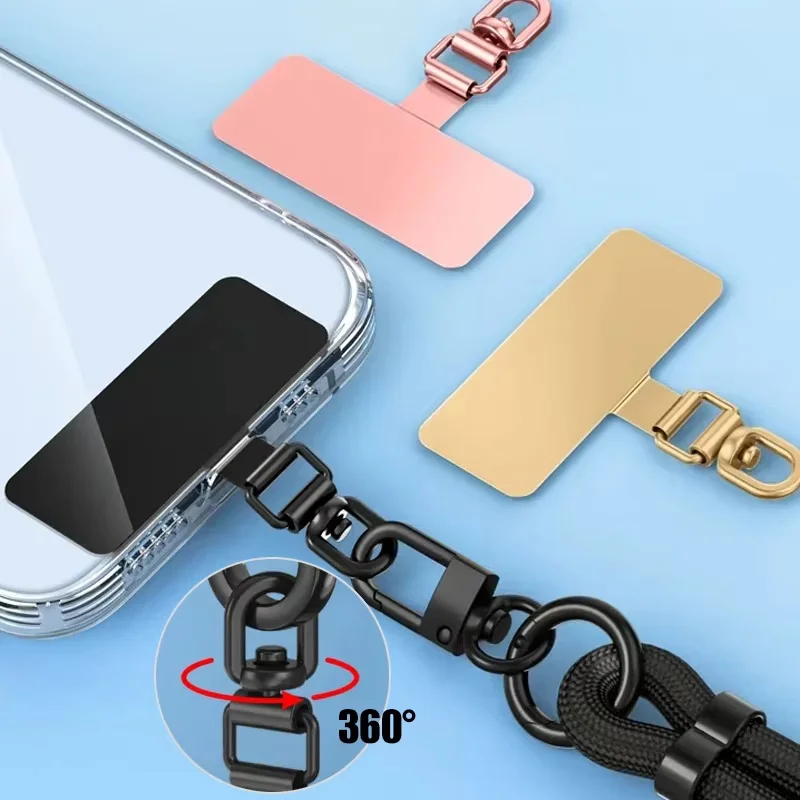 4-1 قطعة 360 ° تدوير الفولاذ المقاوم للصدأ الهاتف المحمول الأشرطة حبل علامات التبويب حشية معدنية الهاتف الحبل التصحيح شنقا الحبل كليب آيفون #2