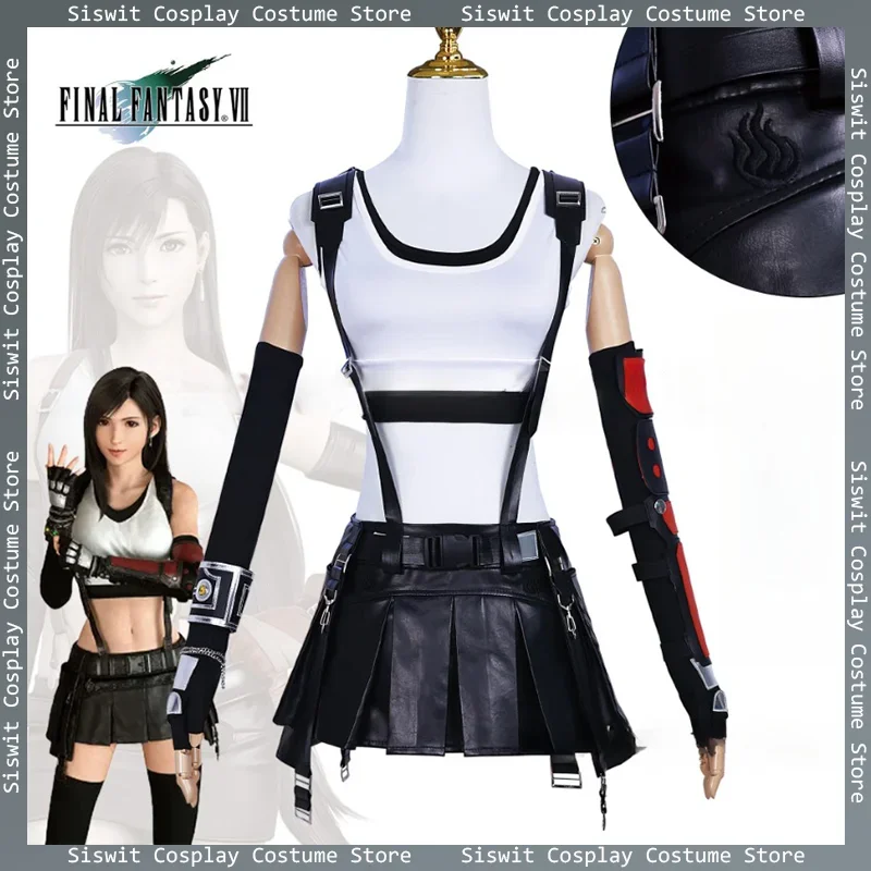 

Game Final Fantasy Tifa Costume Cosplay Set Props Accessories Festival Party Carnival Dress Up Women Top Skirt Nine-piece Set