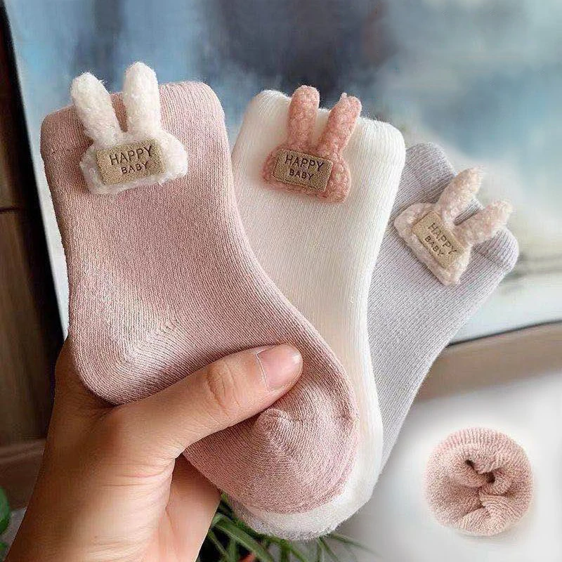 

3 Paris/lot 0-3Y Baby Socks Autumn Winter Plush Thick Warm Kids Socks Cartoon Accessories Cute Middle Tube Newborn Children Sock