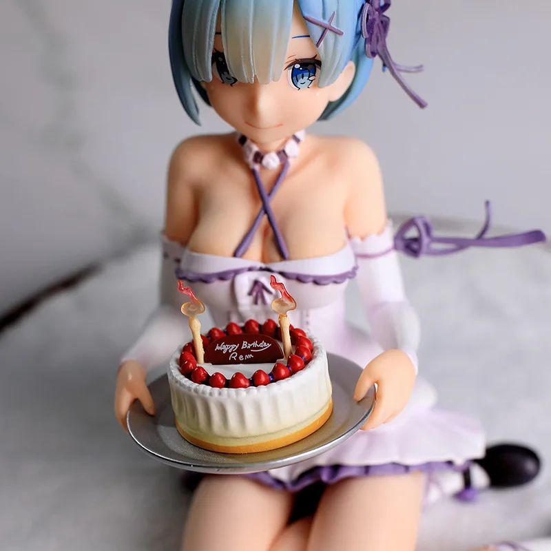 Anime Ram Rem posture assise ornement en forme de gâteau figurine PVC modèle Statue jouets poupée bureau décor cadeaux à collectionner en boîte