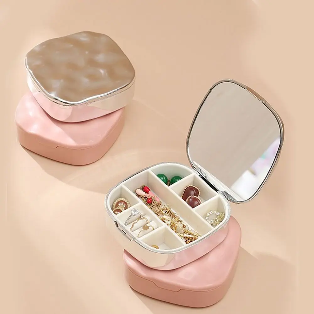 

with Mirror Jewelry Storage Box Moisture-proof Exquisite Jewelry organizer Sqaure Small Earring Storage Case