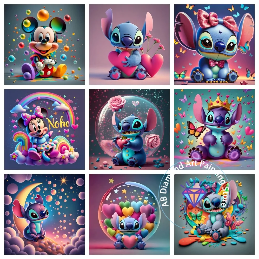 

Cartoon Mickey Mouse AB Diamond Drawing Kit Square Round Diamond 5D DIY Lilo Stitch Mosaic Handmade Art Adult Gift Home Decor