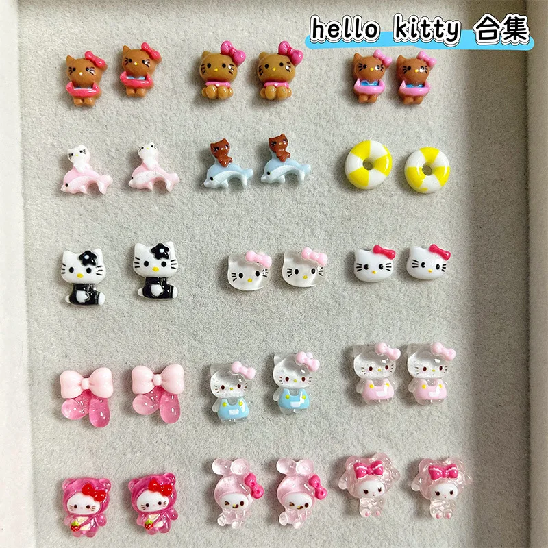 

50Pcs/Pack Trendy Hello Kitty Nail Charms - Cute Resin Cat Nail Art, Press-On Nail Decor for Kawaii Manicures
