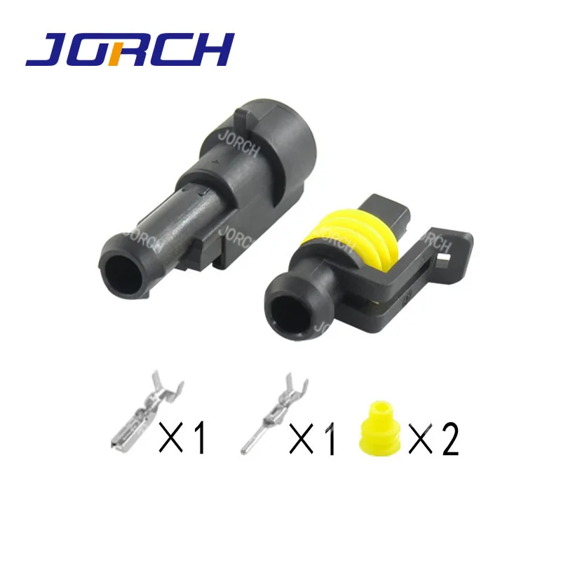 10 Sets Kit 1 Pin Auto Sealed Connector Male And Female AMP Plug 282079-1 282103-1 High Quality