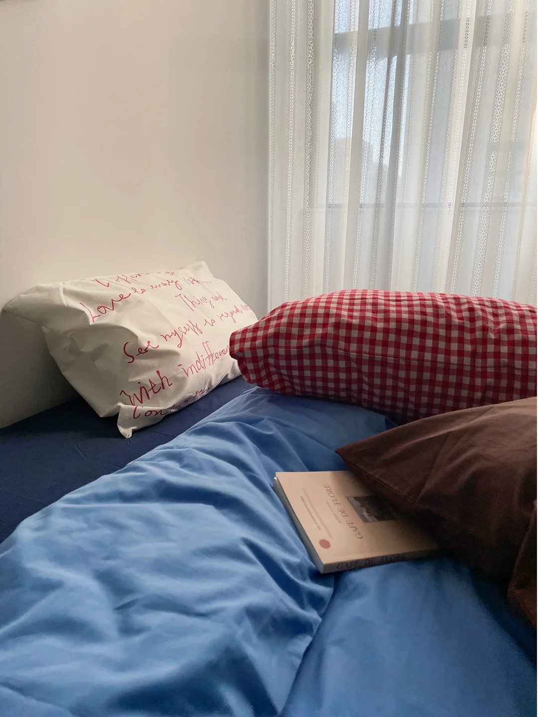 Raspberry Blue Tone Retro Cotton Bedding Set Full Cotton Quilt Cover Sheet Pillowcase Dormitory Bedding Four Piece Suite