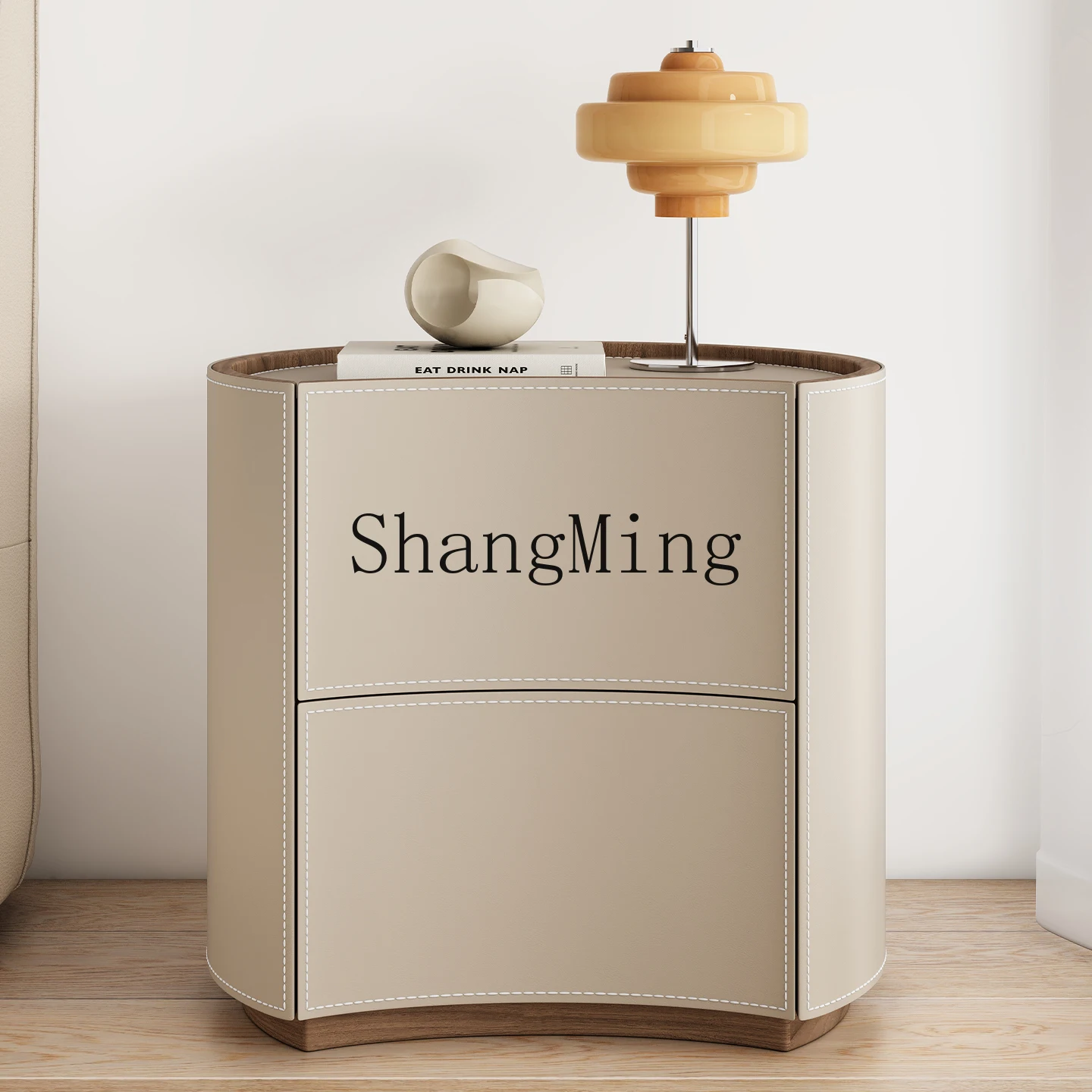 

HJ bedside table household bedroom small solid wood light luxury high-end sense niche movable