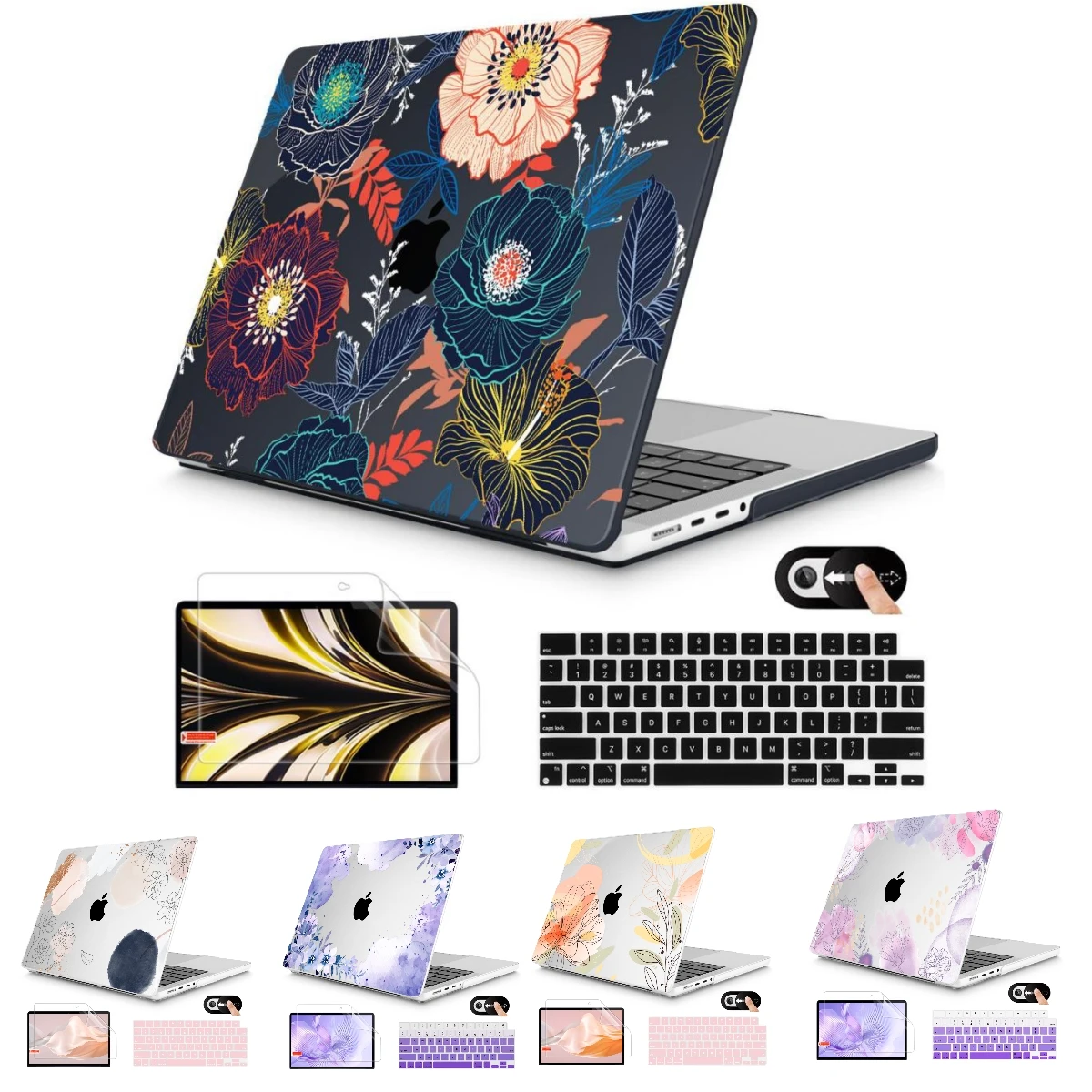 

Colorful Flower Hard Case For MacBook 2024 M4 Pro 14 16 Air 13 M3 A3113 A2681 M2 A2337 M1 A2179 A1932 A3114 M3 Pro13 A2338 A2251