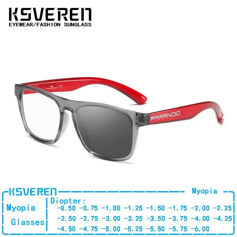 

Sport Square Photochromic Gray Myopia Glasses Men Women Clear Nearsighted Eyewear Outdoor Color Changing Prescription Glasses