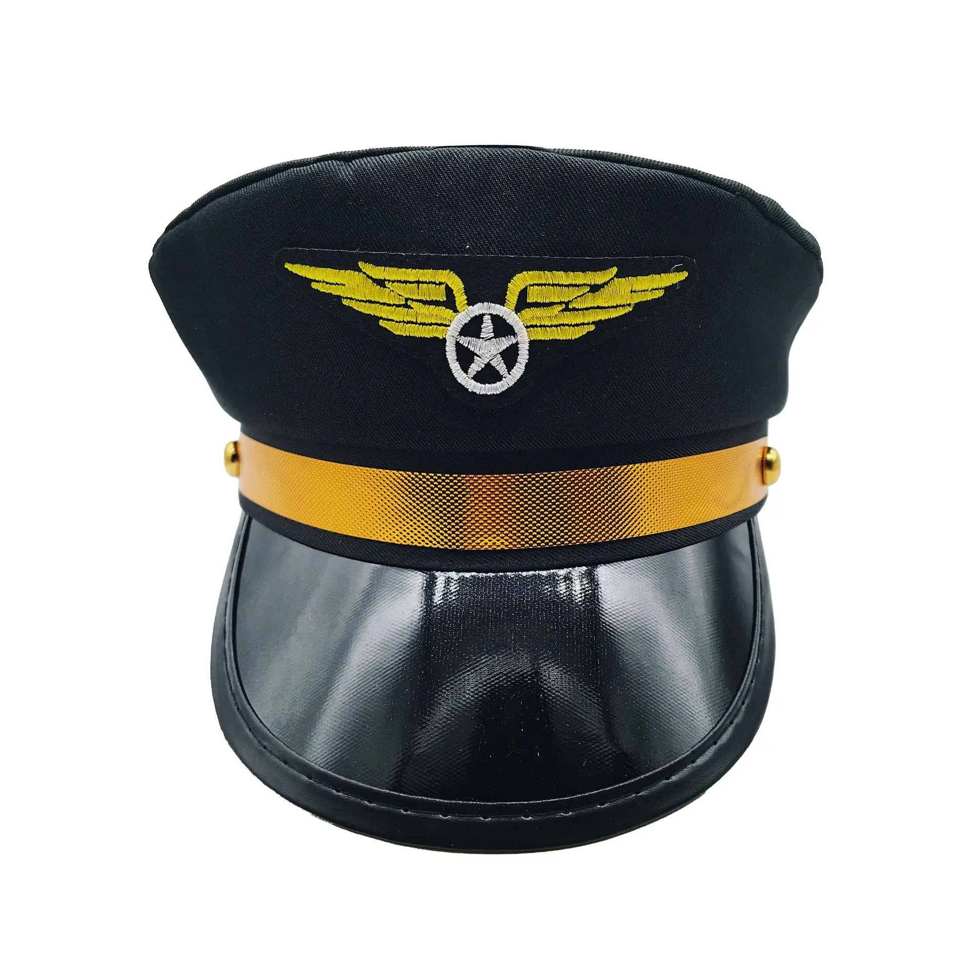 

Children Captain Hat Cosplay Aviation Cap Navy Party Costume Police Sailors Caps Performance Captain Hat with Badge Unisex 1PC