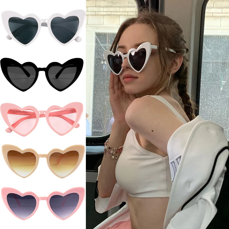 

1/5pcs Heart Shaped Sunglasses Women Cat Eye Female Sun Glasses Vintage Black White Eyewear Wedding Birthday Party Decorations