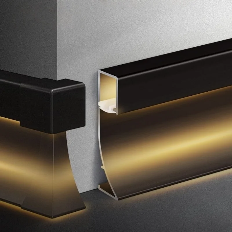 H50Mm Downward Glowing Led Skirting Line Aluminum Profile Recessed Baseboard Home Wall Corridor Floor Decor Bar Strip Light