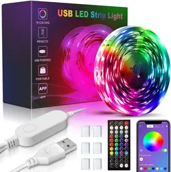 GOTUS-tiras de luz LED USB de 32,8 pies, 16 millones de colores que cambian, micrófono incorporado, modo de música, tira de luces de protección de circuito inteligente