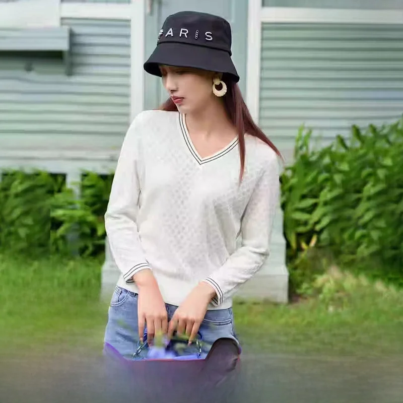 

Вязаный свитер контрастного цвета с v-образным вырезом, женский базовый слой, фирменный осенний свитер на пуговицах, прямая трубка, длинный S...