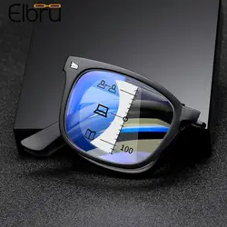 Elbru Progressive Multifocal Anti Blue Light Reading Glasses Women Men Folding Protable Presbyopic Optical Eyeglasses Unisex