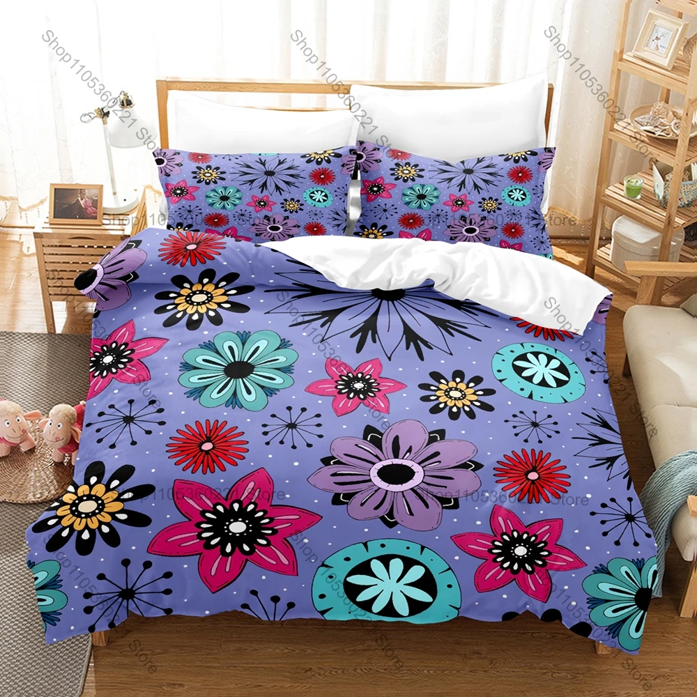 Flower 3-Piece Bed Set Bedding Collection Comfortable Duvet Cover with Pillowcases Modern Floral Design for Bedroom Dorm Hotel