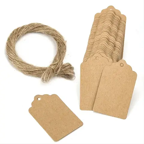 Bilashmart 100pcs Kraft Paper Gift Tags, Blank Gift Tags, Hang Tags