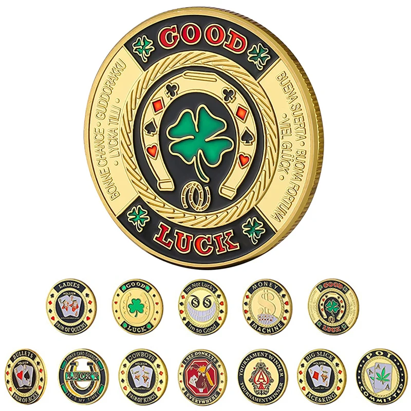Poker Card Guard Protector Poker Card Metal Souvenir Lucky Coin Poker Game Hold\'em Accessories Chip Casino Coin Collectible Gift