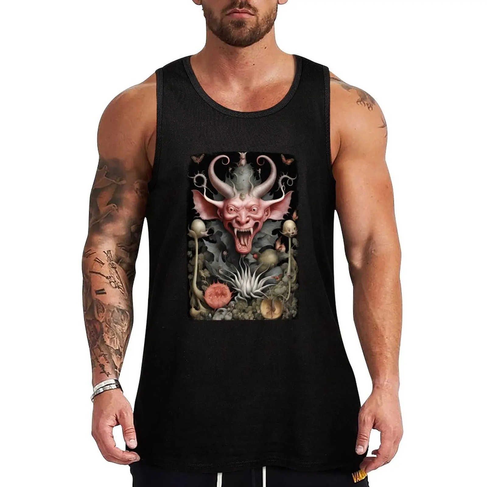 Demon from the garden of earthly delights Tank Top Training Tank Top Lightweight Moisture Wicking Fabric