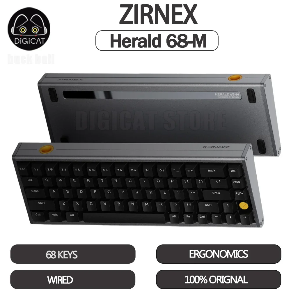 ZIRNEX Herald68-M Gamer Keyboard Esports Magnetic Switch Wired Keyboard Hot Swap 68 Key RGB Backlit Office Gaming Keyboard Gift