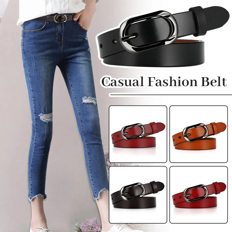 110cm Women Versatile Simple Cowhide Leather Pin Buckle Belt Fashion Retro Pants Jeans Decor Waistband Buckle Belt