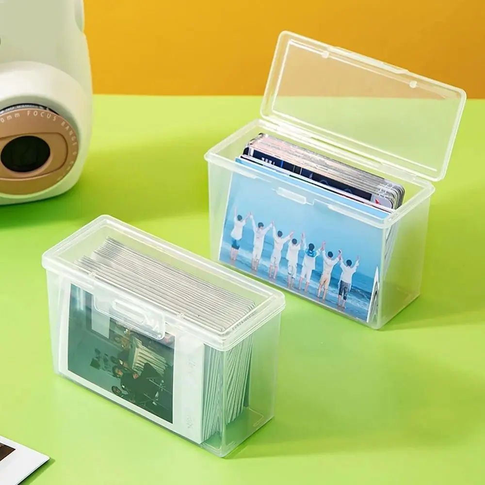 Transparent Photo Card Holder Clear Container Dustproof Idol Photo Storage Box With Lid Plastic Card Collection Organizer