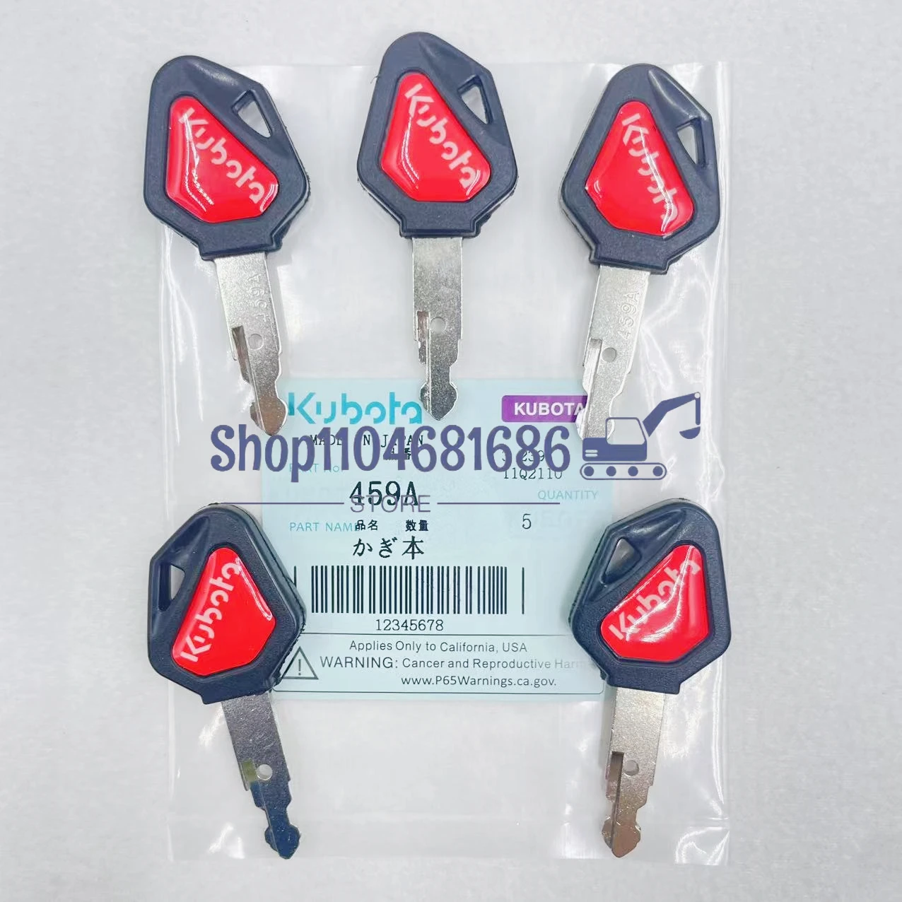 1/2/5/10PCS 459A Sleutels voor Kubota Mini Graafmachine Graver Schranklader Contactsleutel ELI80-0101 RC411-53933 RC461-53960