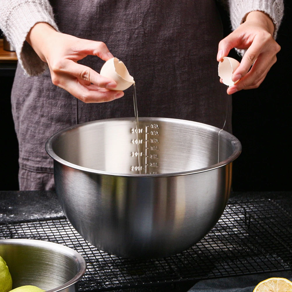 

1pc Stainless Steel Mixing Bowl Food Grade Deep Thick Egg Whisk Pot Kitchen Baking Pan For Home Use 20Cm Silver