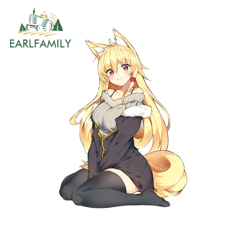 EARLFAMILY 13cm x 9.4cm for Fox Girl Anime Decal Funny Car Stickers Car Door Windows Creativite Scratch-Proof Waterproof Decor