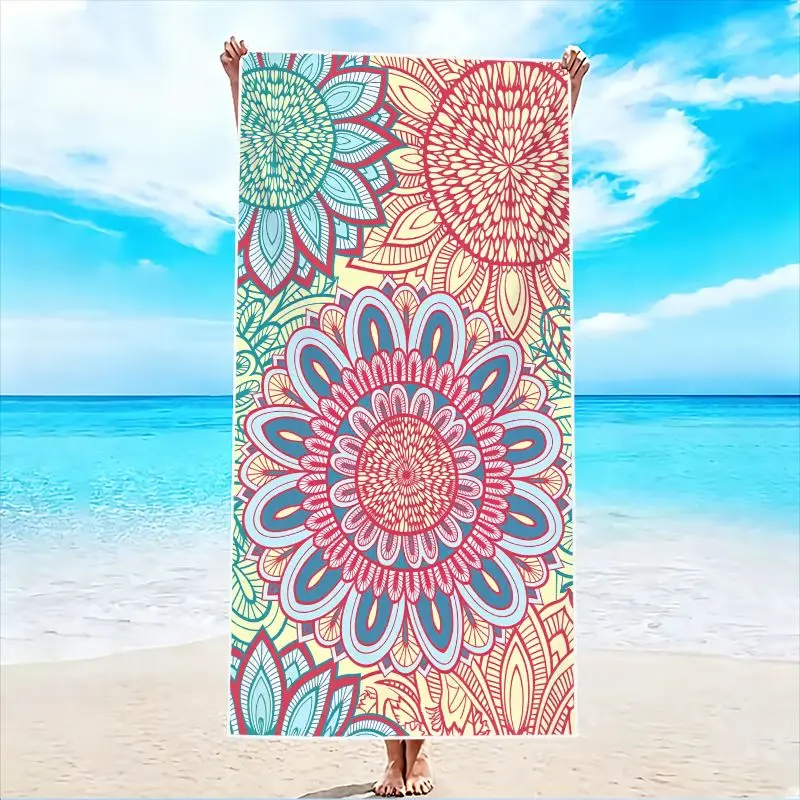 1Pc, Bohemian Mandala Beach Towel, Super Absorbent Lightweight Beach Towel - Sand-Free Quick-Dry Towel, Soft Microfiber, Suitable for Beaches, Pools, Gyms, Bathrooms, Camping, and Travel.
